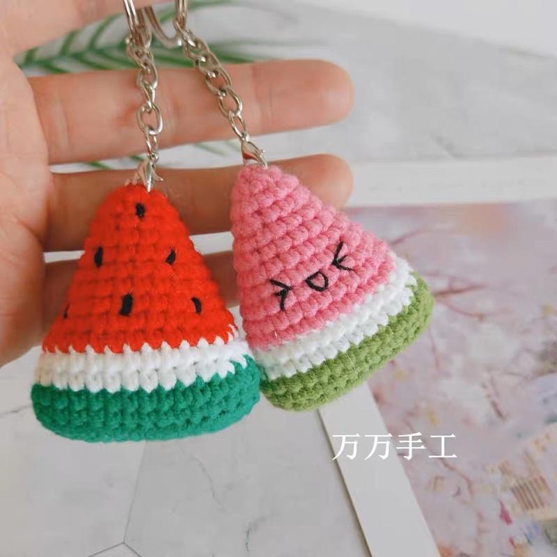 Móc khóa dưa hấu bằng len handmade