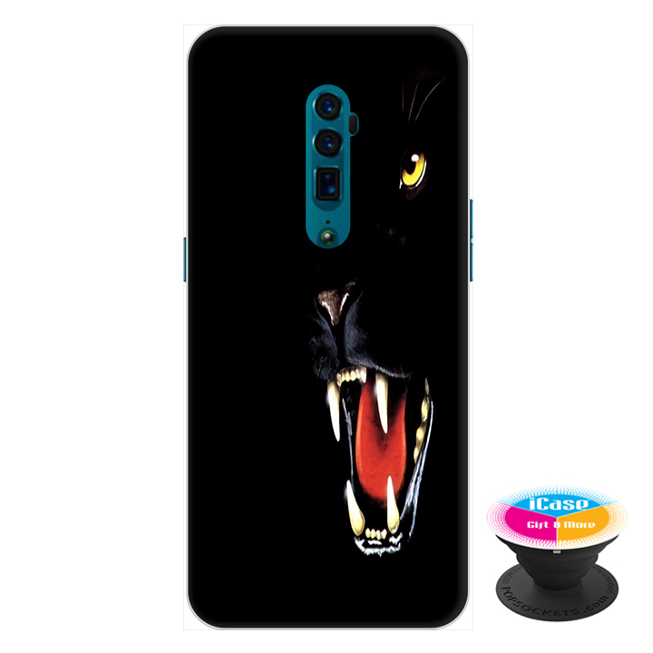 Ốp lưng điện thoại Oppo Reno 10X Zoom hình Gấu Đen tặng kèm giá đỡ điện thoại iCase xinh xắn - Hàng chính hãng