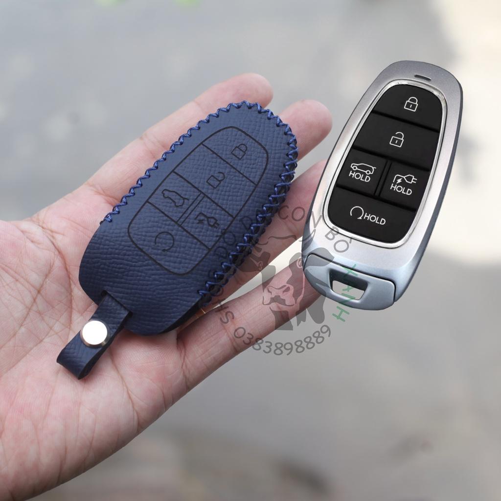 Bao da dành cho chìa khoá xe điện Hyundai IONIQ 5, Ioniq5 2022 handmade da thật 011x