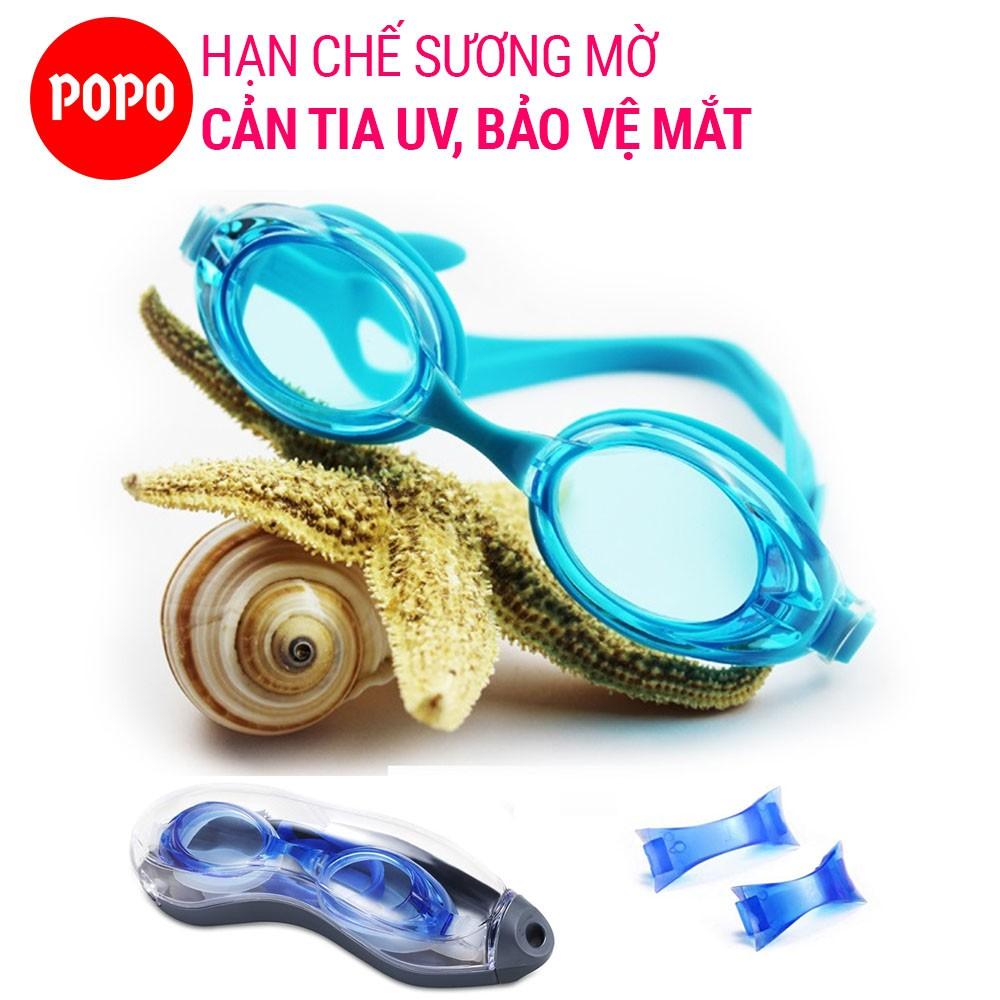 Kính bơi người lớn cho nam nữ POPO 1153 chống tia UV, chống lóa, mắt trong suốt