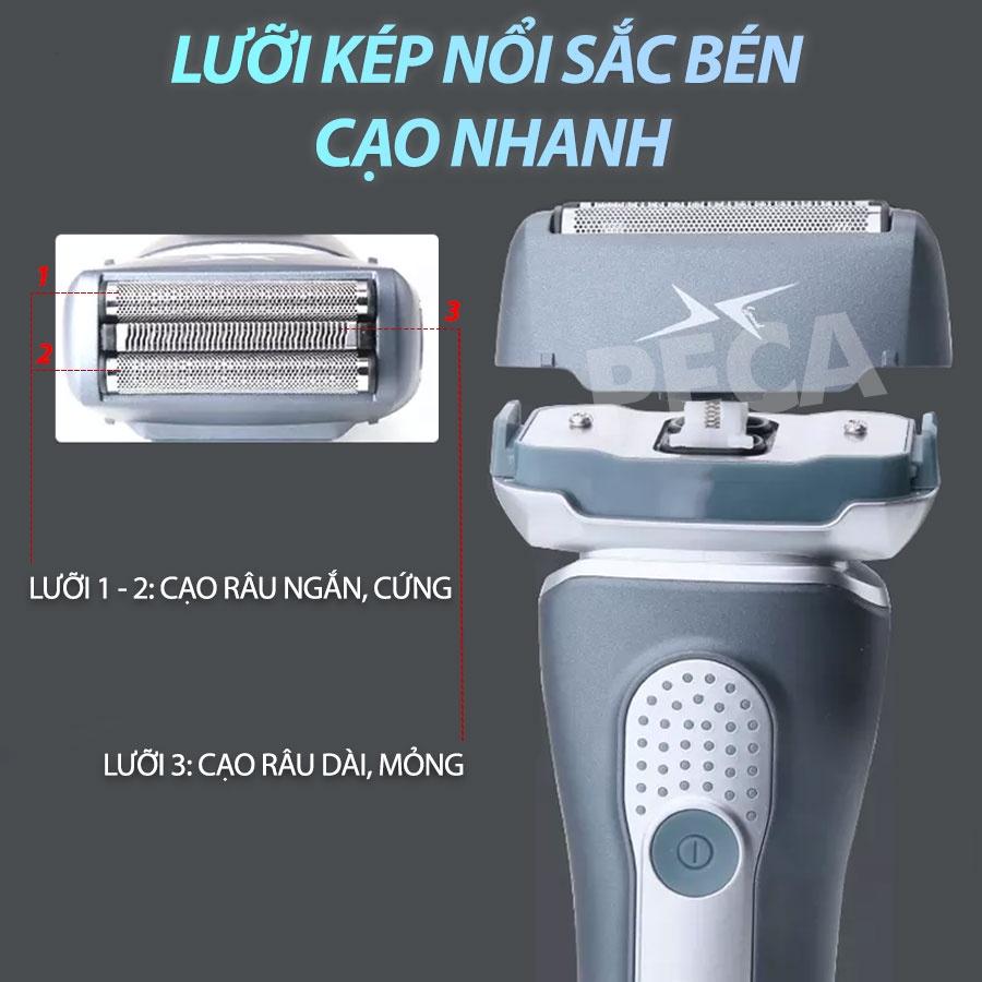 Máy cạo râu chuyên nghiệp Kemei KM-111 có thể cạo khô và ướt sạc nhanh USB tiện lợi