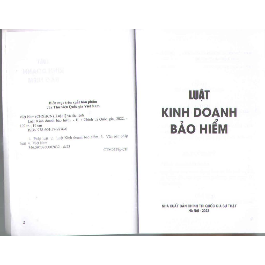 Sách - Luật Kinh Doanh Bảo Hiểm - NXB Chính Trị Quốc Gia