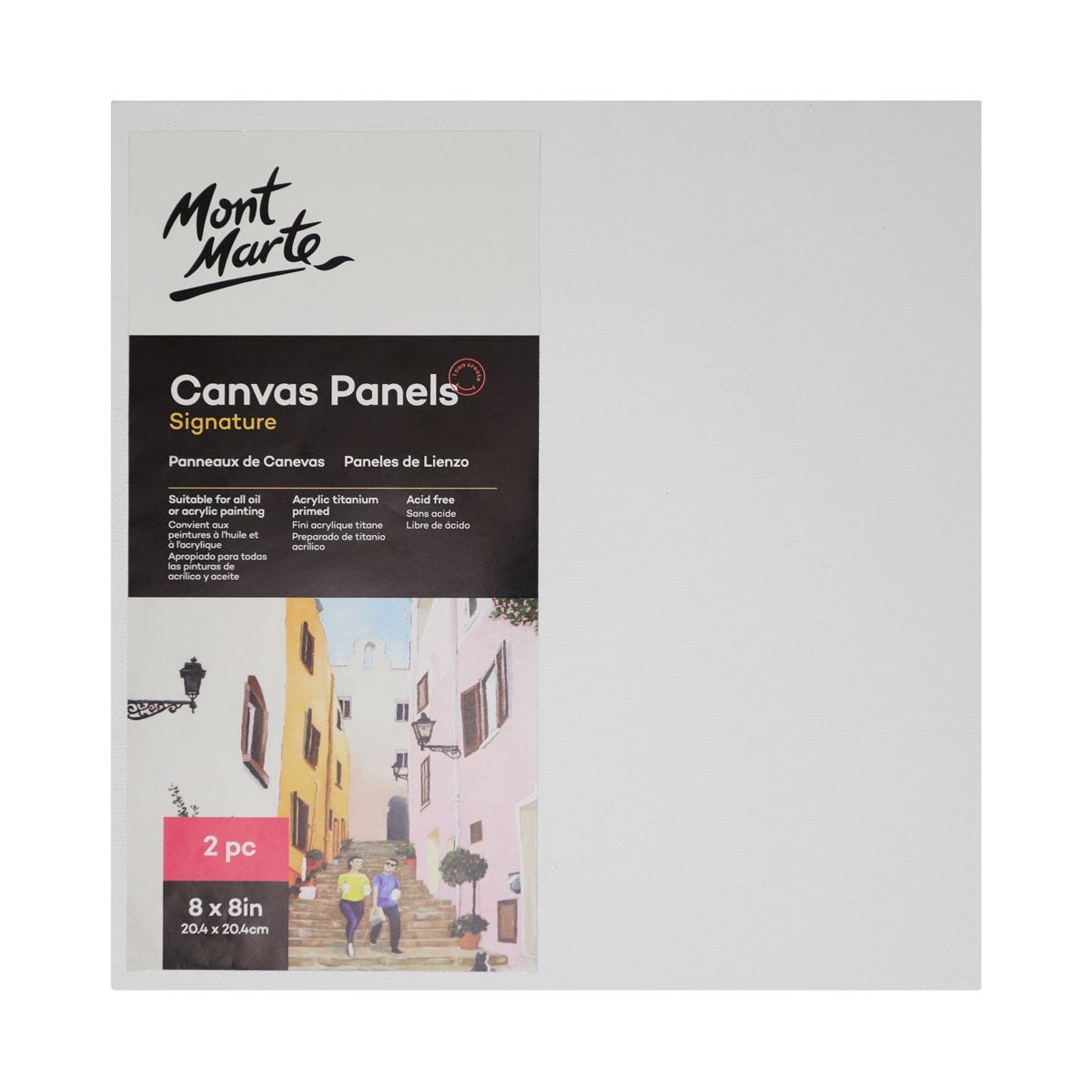 Bộ 2 Tấm Canvas Panel hiệu Mont Marte Dùng Để Vẽ Màu Acrylic 20.4x20.4cm - Canvas Panels Signature 2pc 20.4 x 20.4cm