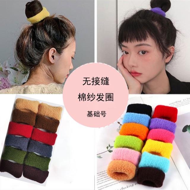 Chun buộc tóc:1c,chun mút,chắc tóc,không đường nối