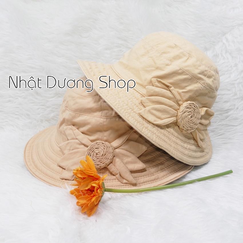 Nón Bo nữ vành rộng 7cm, hoa 8 cánh, nhị to - chất liệu vải cotton đẹp thích hợp cho chị em phụ nữ.