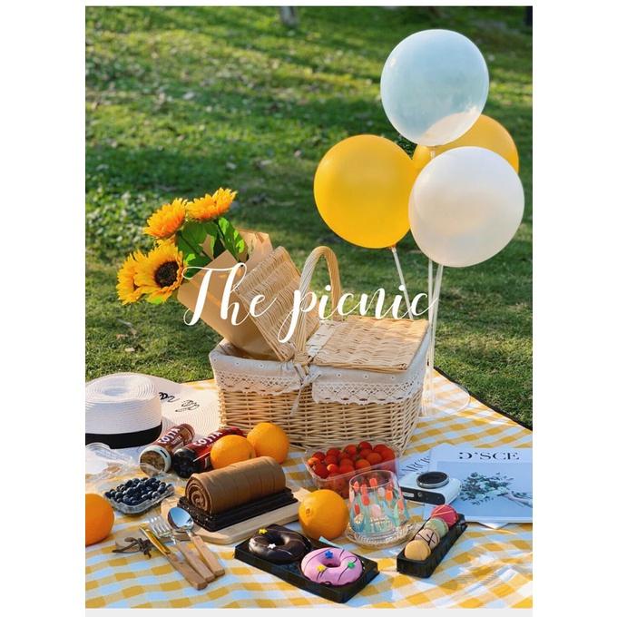 Thảm đi picnic du lịch gấp gọn dã ngoại chống nước cao cấp họa tiết caro tấm trải đi biển camping giá rẻ -màu ngẫu nhiên