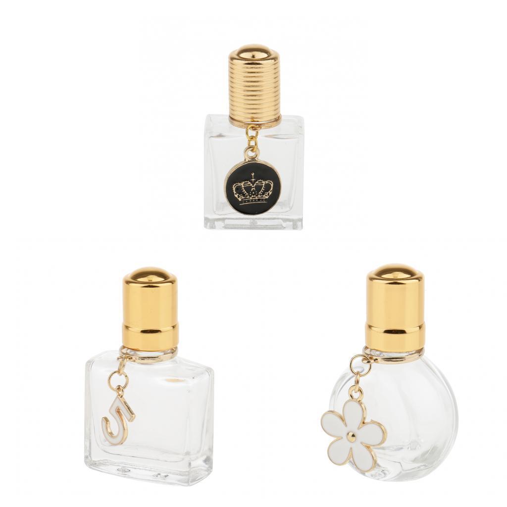 4X 10ml Glass Perfume Essential Oil Bottles Mini Round Aroma Sample Vials