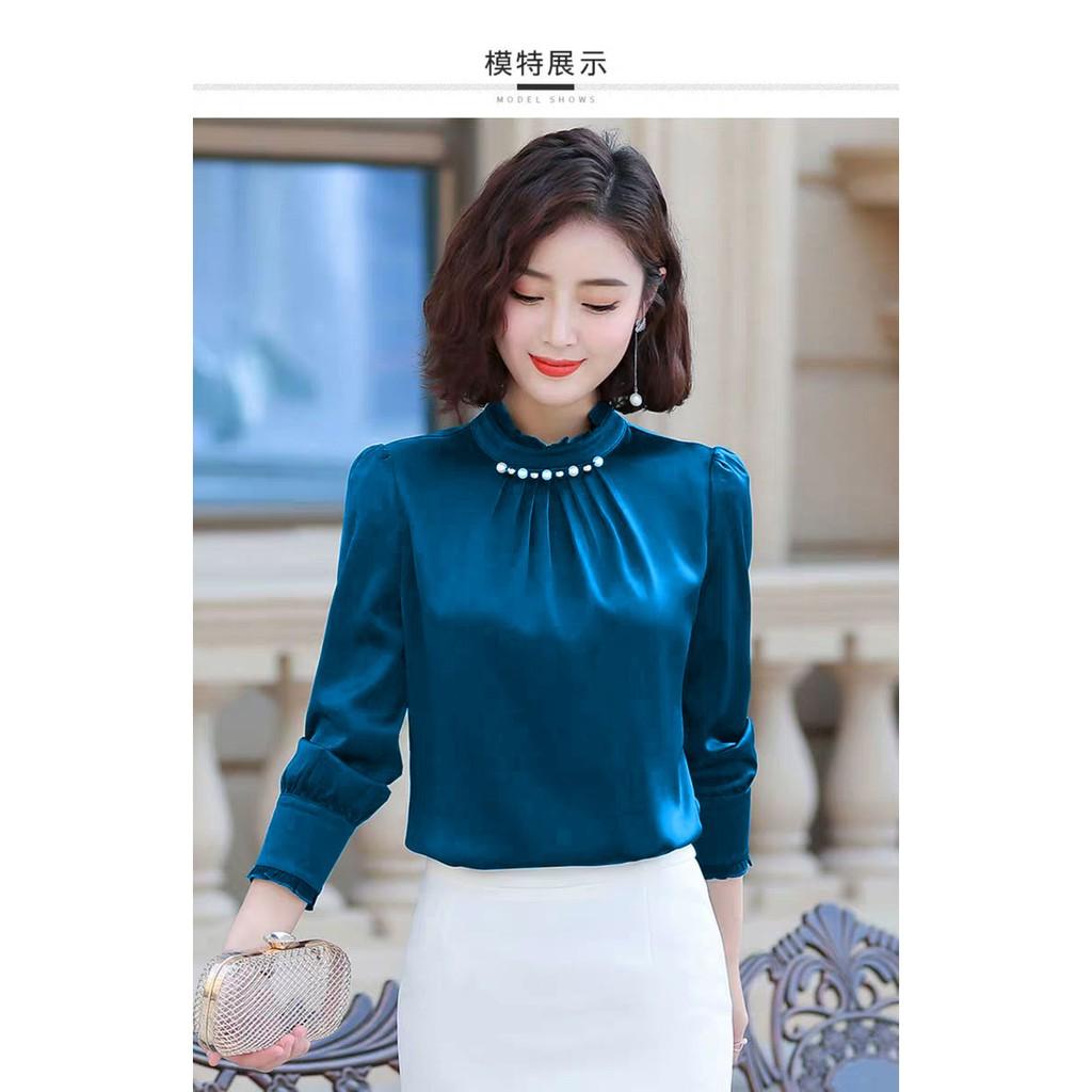 Áo Sơ Mi Cổ Nhún Đính Hạt BY3300