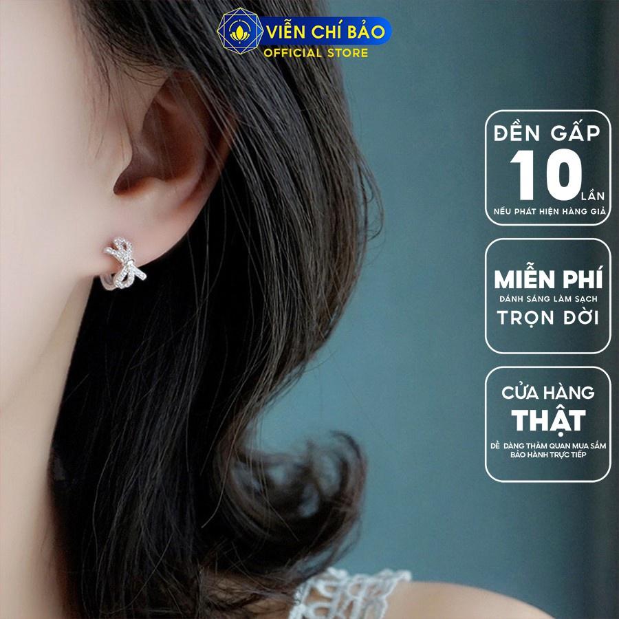 Bông tai bạc nữ hình nơ xinh xắn chất liệu bạc 925 thời trang phụ kiện trang sức nữ Viễn Chí Bảo B400460