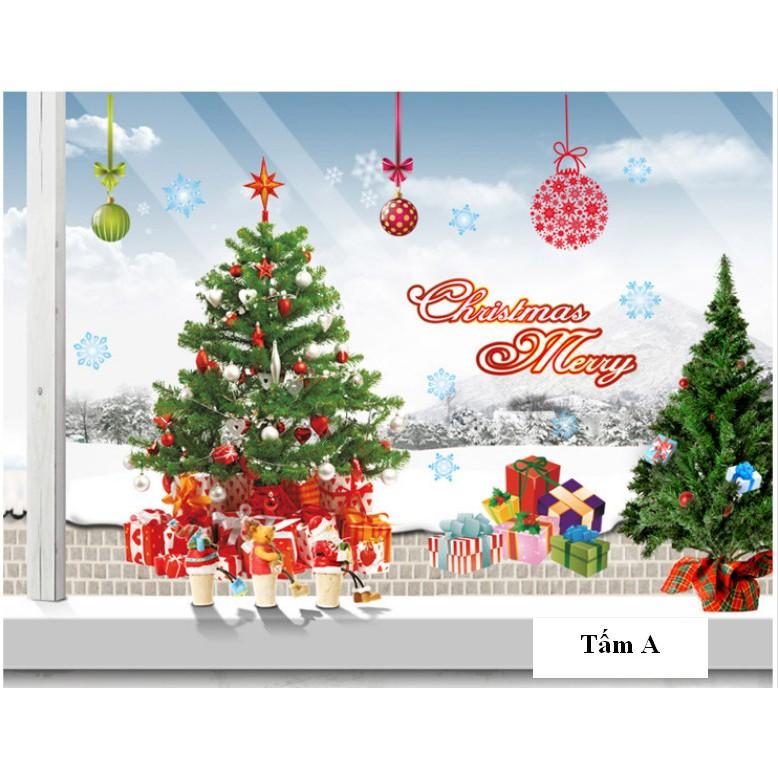 Decal trang trí noel bộ kết hợp size lớn mừng giáng sinh