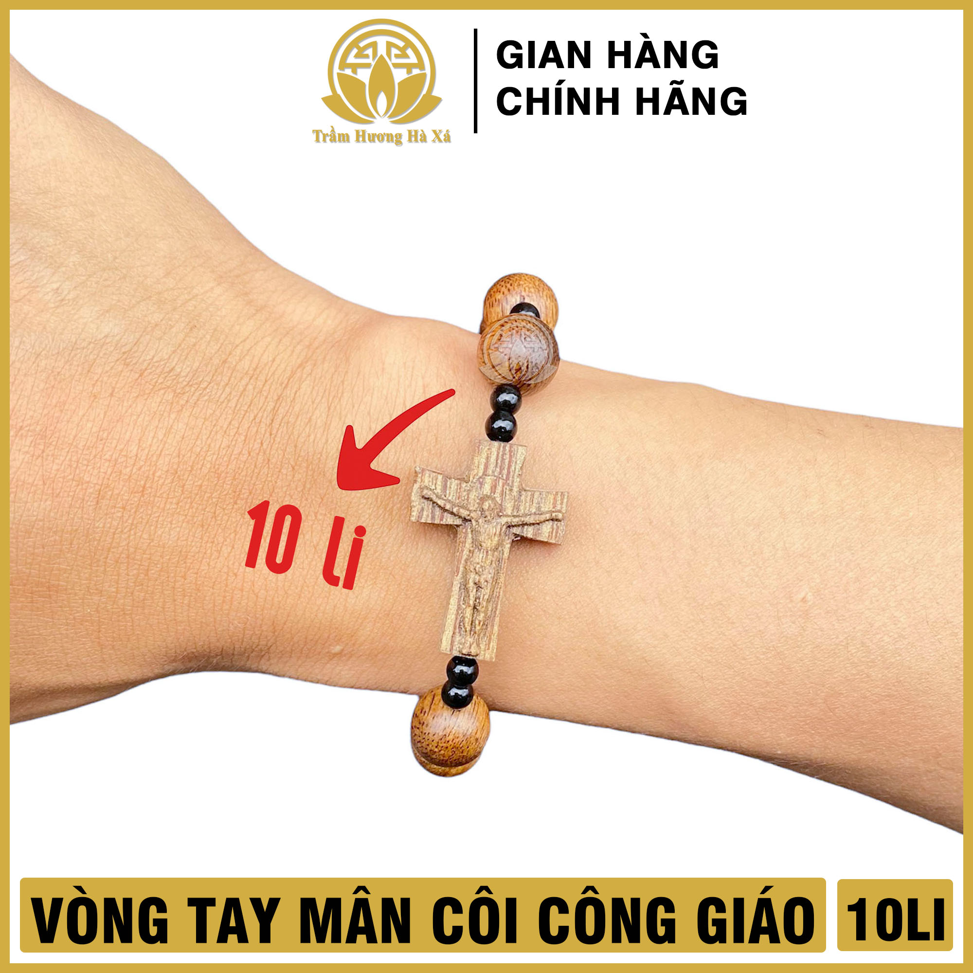 Vòng mân côi Công Giáo phong thủy 10 hạt trầm hương HÀ XÁ vòng đeo tay nam nữ may mắn tài lộc