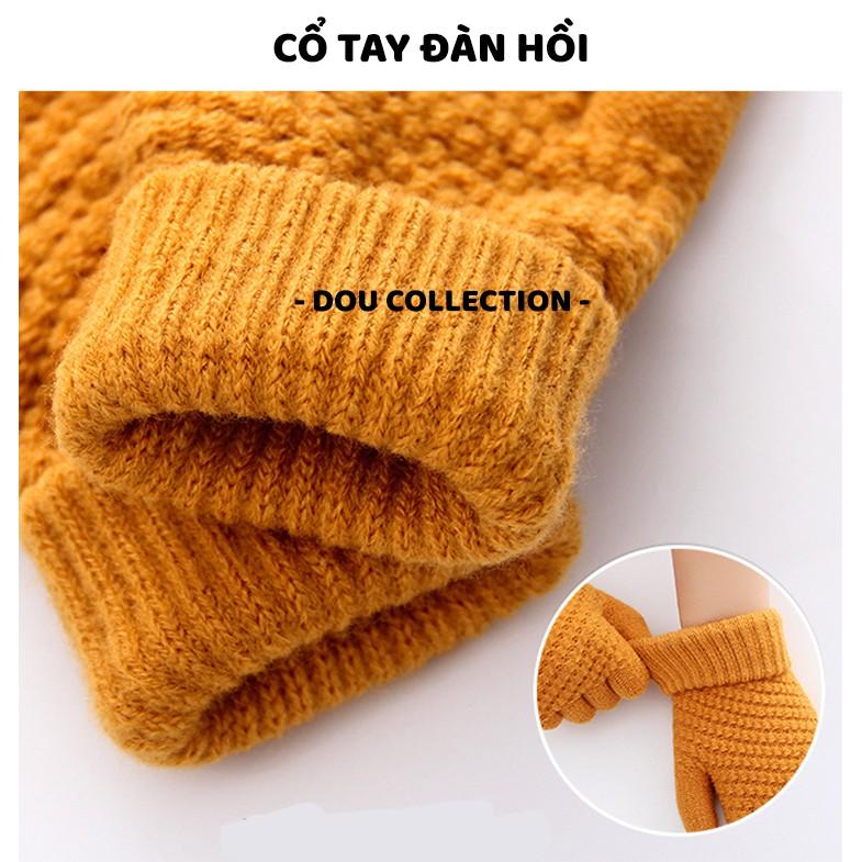 Găng Tay Len Dày Màu Trơn Giữ Ấm Thiết Kế Ngón Tay Chạm Màn Hình Cảm Ứng - Touchscreen Gloves - Mã GT000