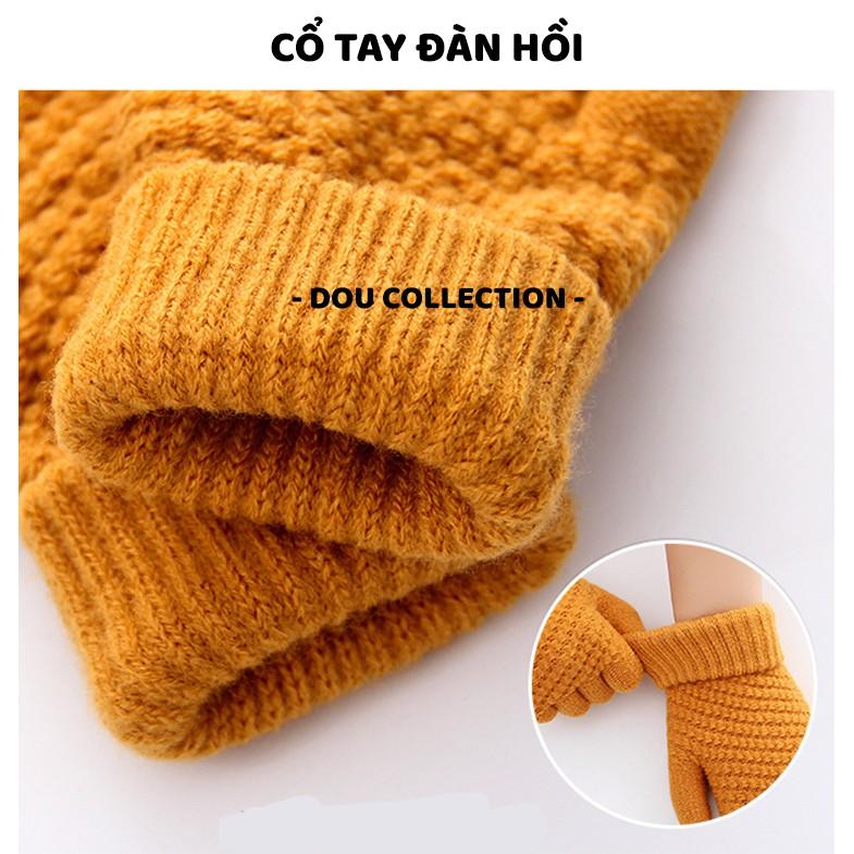 Găng Tay Len (Bao tay len) Dày Màu Trơn Giữ Ấm Thiết Kế Ngón Tay Chạm Màn Hình Cảm Ứng - Touchscreen Gloves - Mã GT000