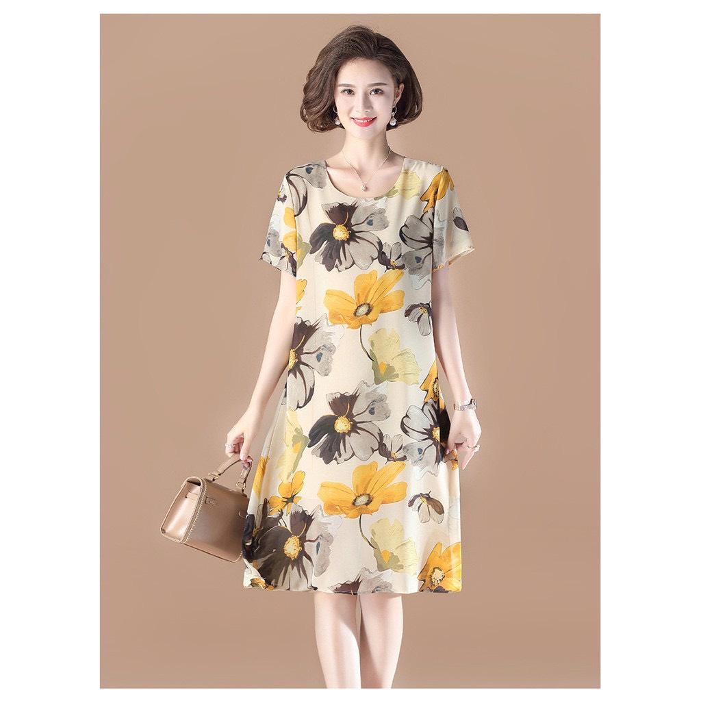 ĐẦM TRUNG NIÊN HOA CÚC THỜI TRANG