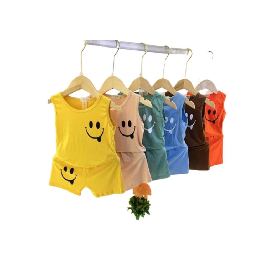 Bộ Sát Nách In Hình Mặt Cười Cho Bé, Bộ Ba Lỗ Cho Bé Chất Coton Cho Bé 6-20kg - ROSY KIDS