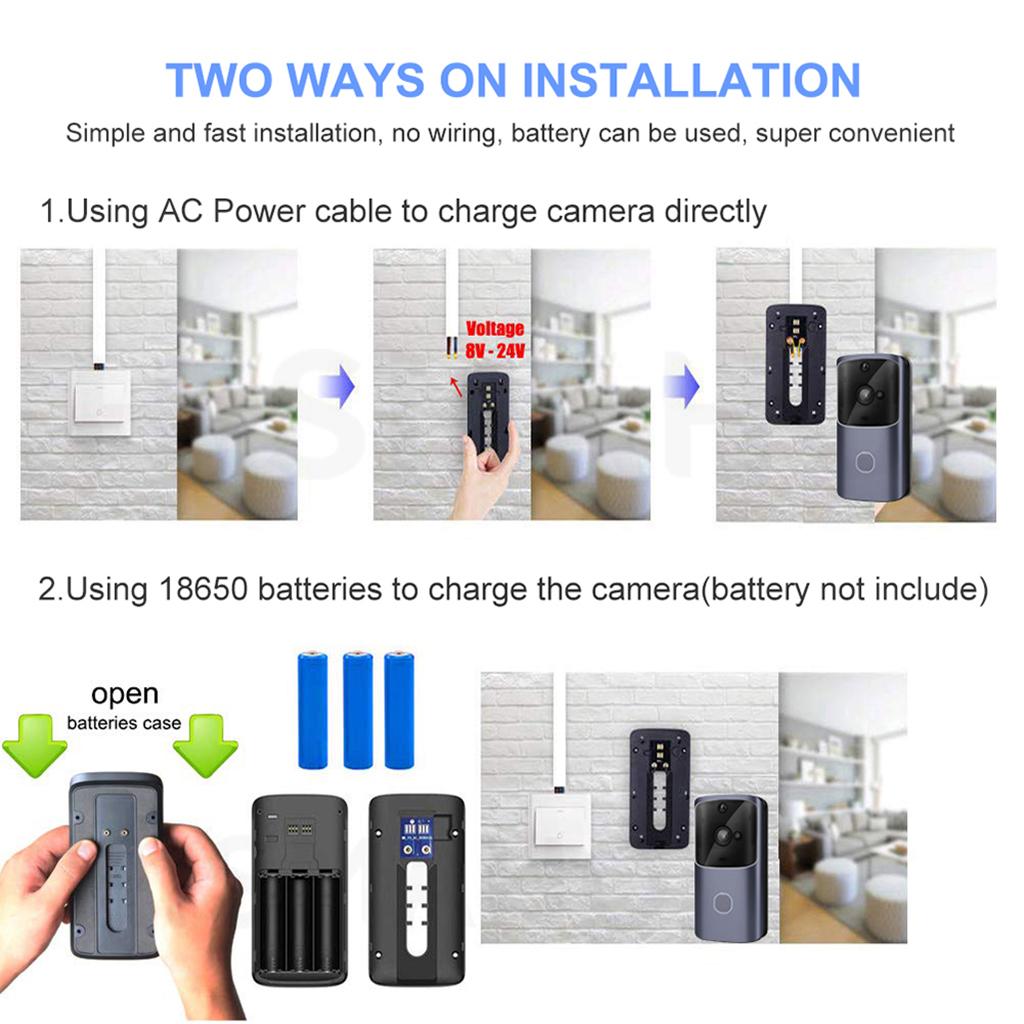 Wireless WiFi Video Doorbell 2-Way Talk Chime