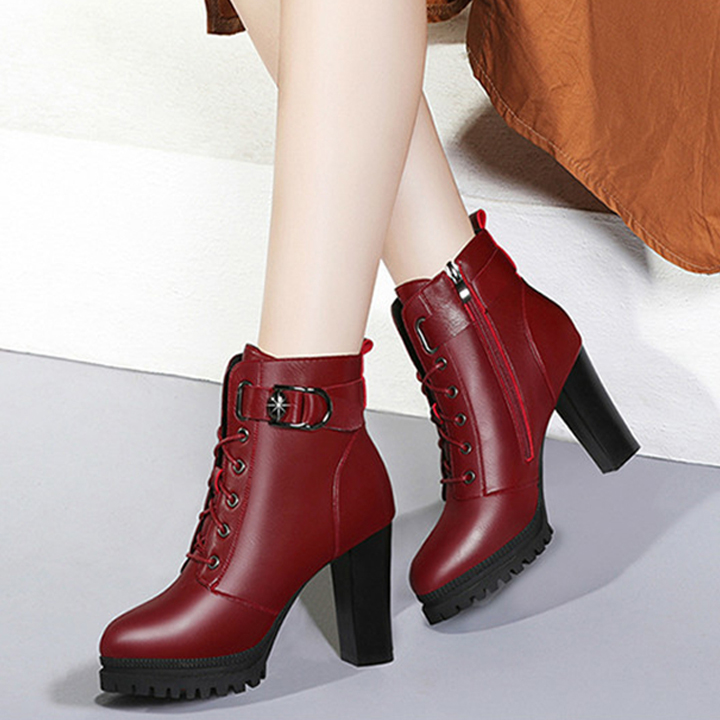 Giày Boots Cổ ngắn đế vuông 9CM B590-4130