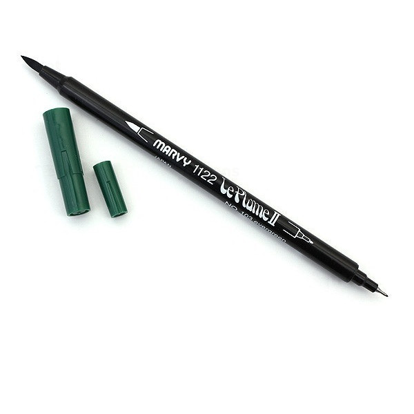 Bút lông hai đầu màu nước Marvy LePlume II 1122 - Brush/ Extra fine tip - Evergreen (103)