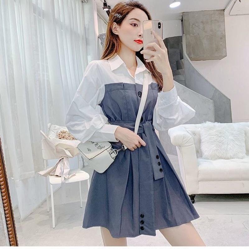 Váy kiểu sơmi thiết kế phong cách hàn quốc chất đẹp giá rẻ mã ZELE366