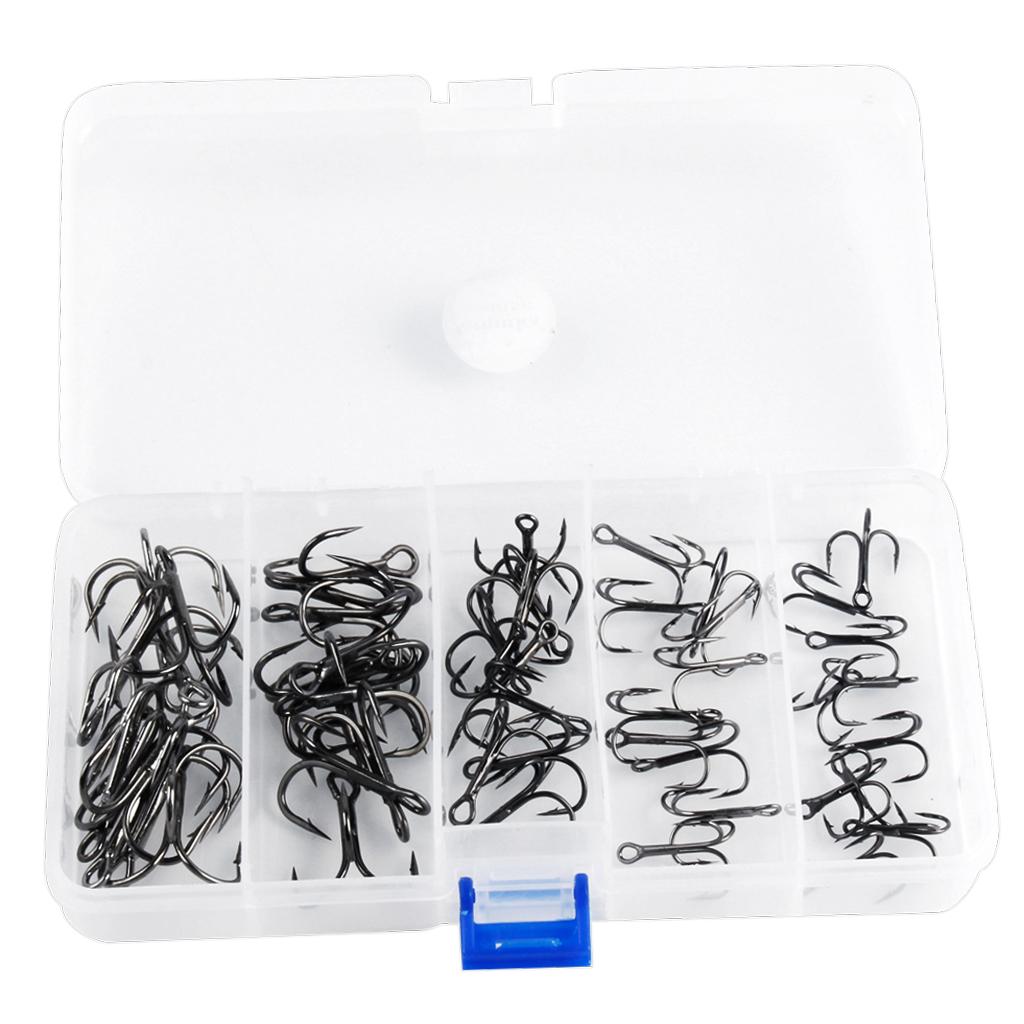50pcs High Carbon Steel Fishing Hooks Treble Jig Hooks Fishhook Accessories