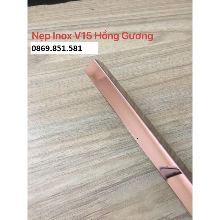 Nẹp inox chữ V hồng gương, Nẹp v inox, chỉ inox trang trí, loại dày 0.8li bào chấn vuông góc, thanh dài 2m44