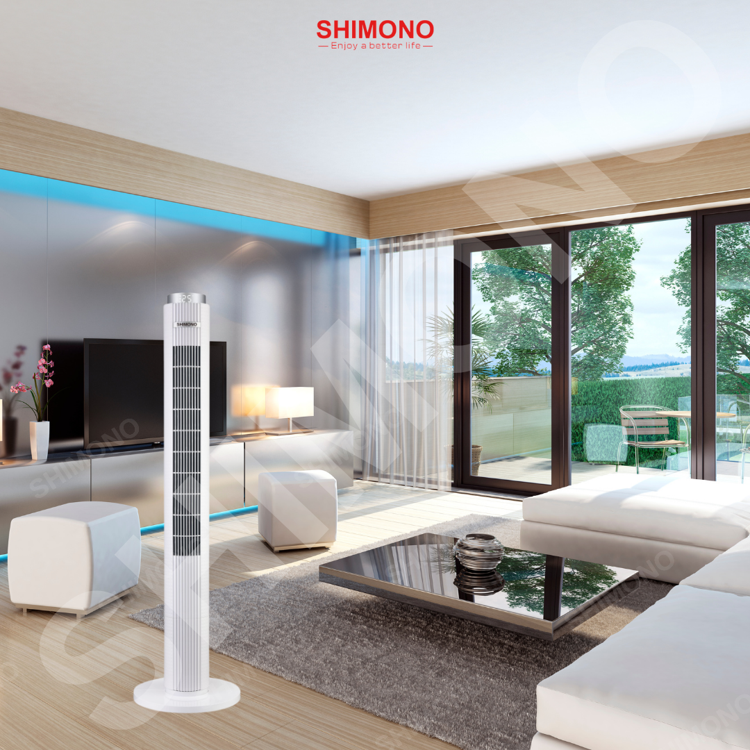 Quạt Tháp SHIMONO SM-TF42FL Màu Vàng Đồng Cao Cấp Có thể Nghiêng 10 độ Vận Hành Êm Ái BH 12 Tháng  Hàng Chính Hãng