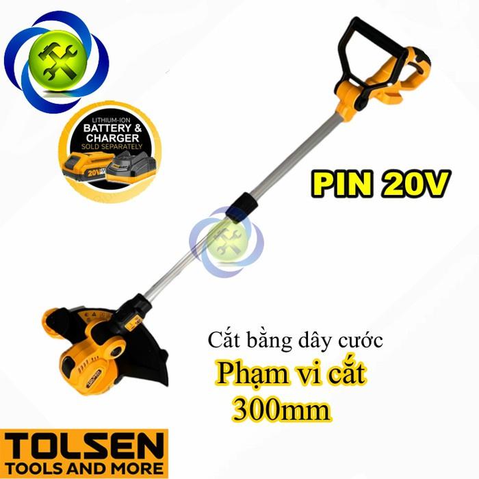 Thân máy cắt cỏ dùng Pin 20V Tolsen 87372 sử dụng dây cước để cắt (không bao gồm Pin)