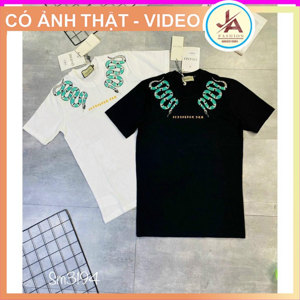 Áo thun In Hình Rắn Xanh Ngắn Tay Cổ Tròn Chất Vải Cotton , áo phông nam nữ unisex tay lỡ form rộng hot trend JASHOP