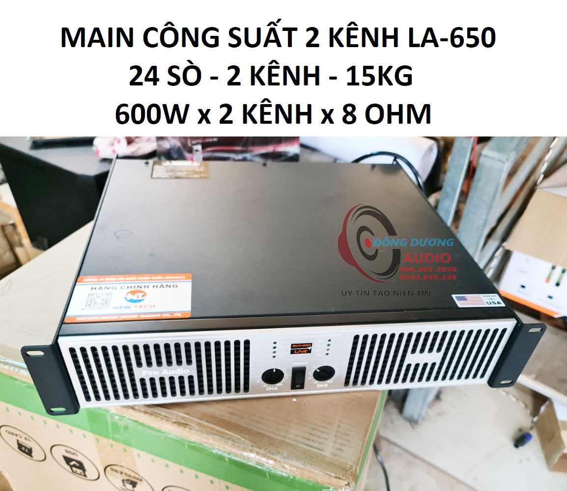 ĐẨY CÔNG SUẤT 24 SÒ  - 600W x 2 KÊNH x 8 OHM - BONGO LIVE LA650 HÀNG CHÍNH HÃNG - MAIN CÔNG SUẤT