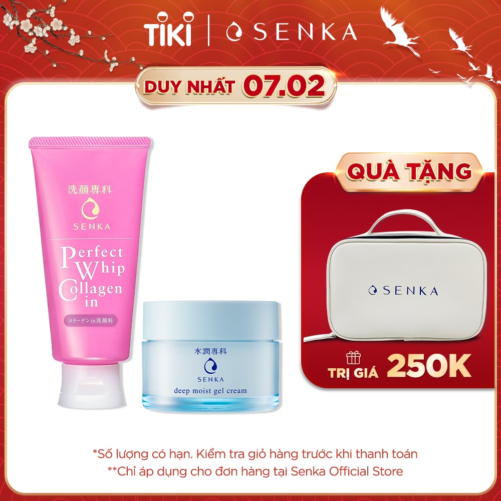 Combo Senka Ngăn Ngừa Lão Hóa (Kem Dưỡng Cấp Ẩm Chuyên Sâu 50g + SRM Senka Perfect Collagen 120g)