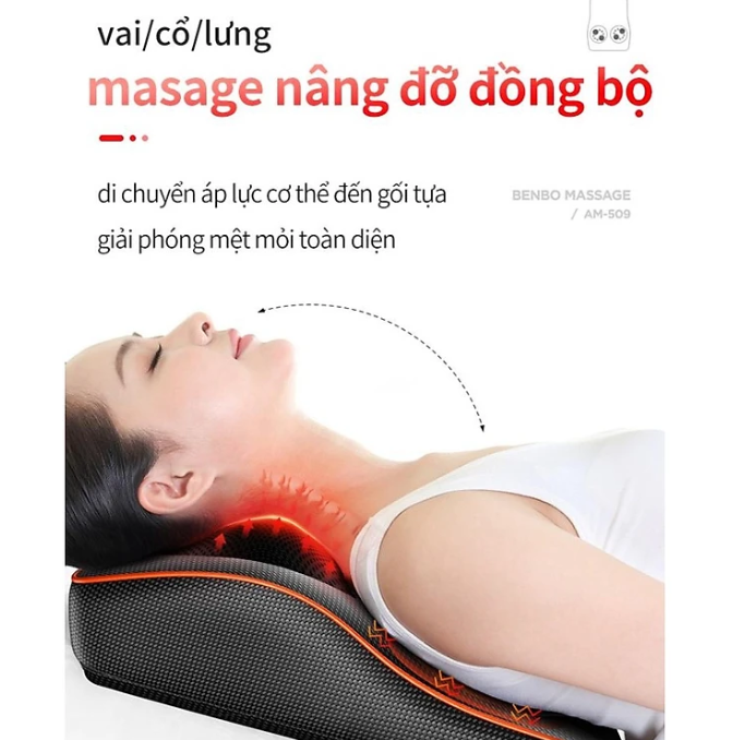 Gối massage cổ vai gáy, máy massage hồng ngoại 20 bi cao cấp hỗ trợ mát xa toàn thân bảo hành toàn quốc