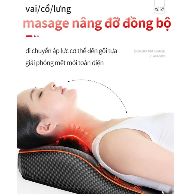 (HÀNG CÓ SẴN) Gối massage cổ vai gáy, máy massage hồng ngoại 20 bi cao cấp hỗ trợ mát xa toàn thân bảo hành toàn quốc