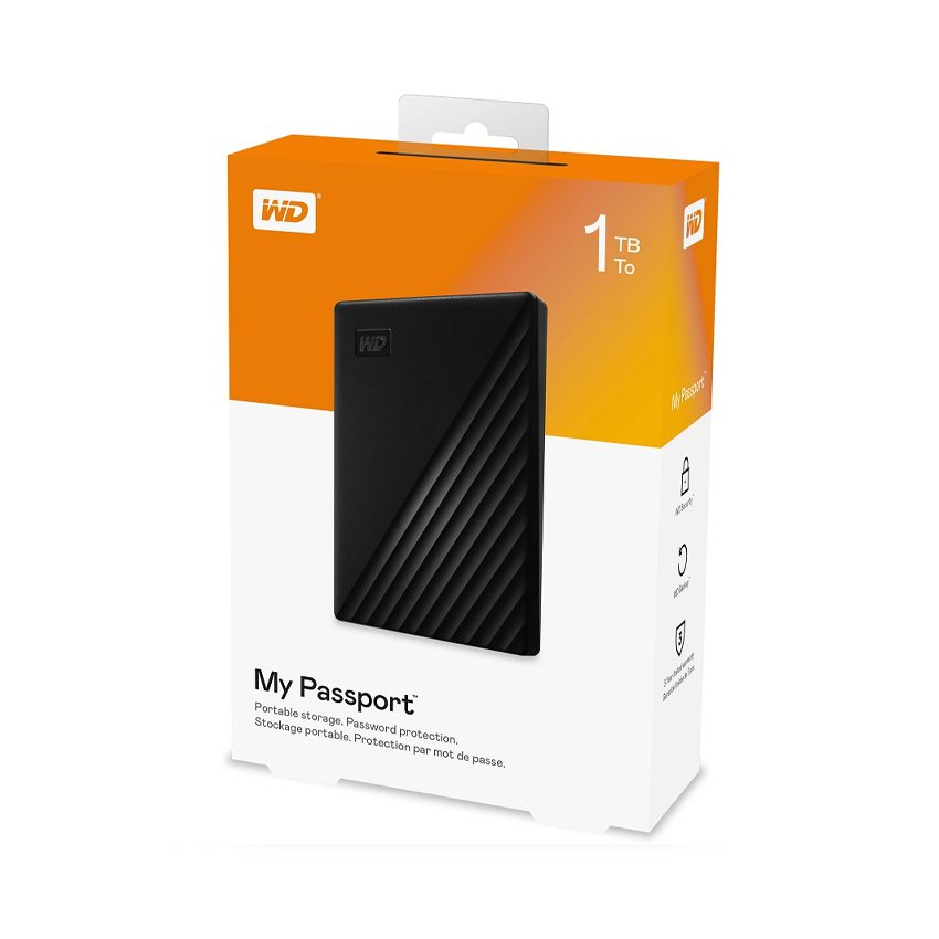 Ổ Cứng Di Động WD My Passport 1TB 2.5 inch USB 3.0 đen - Hàng chính hãng ASIA phân phối