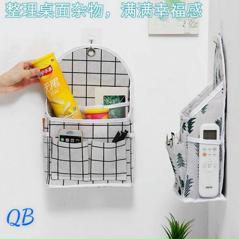 Túi Vải Chia Ngăn 3 Lớp Treo Tường Kèm Miếng Dán Đựng Đồ Đa Năng, Tiện Lợi