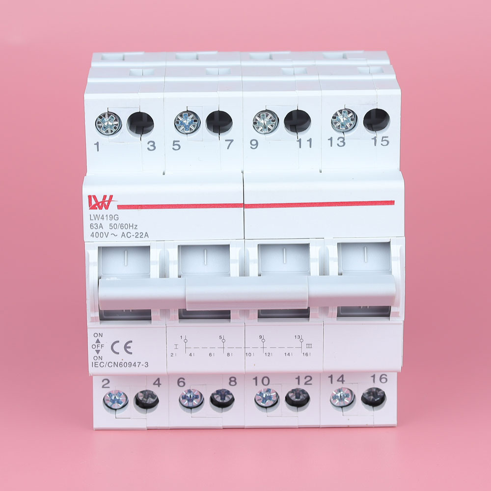 Át đảo chiều 4P Bộ chuyển nguồn điện LW 419G 4P 63A cho điện 3 pha