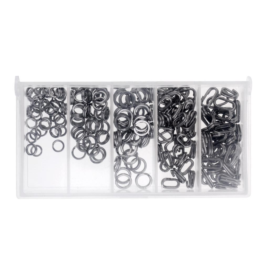 200pcs Stainless Steel Round & Oval Split Rings Assorted Fishing Tackle Lure Line Connector