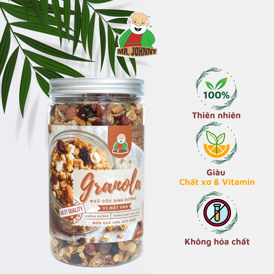 Granola Ngũ Cốc Dinh Dưỡng Hộp 450g, Thực Phẩm Ăn Kiệng Cho Người Giảm Cân, Cho Mẹ Bầu