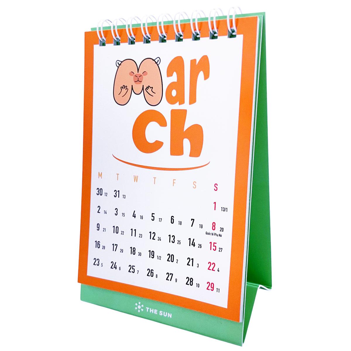 Lịch Bàn Chữ A 2026 - The Sun - Capybara