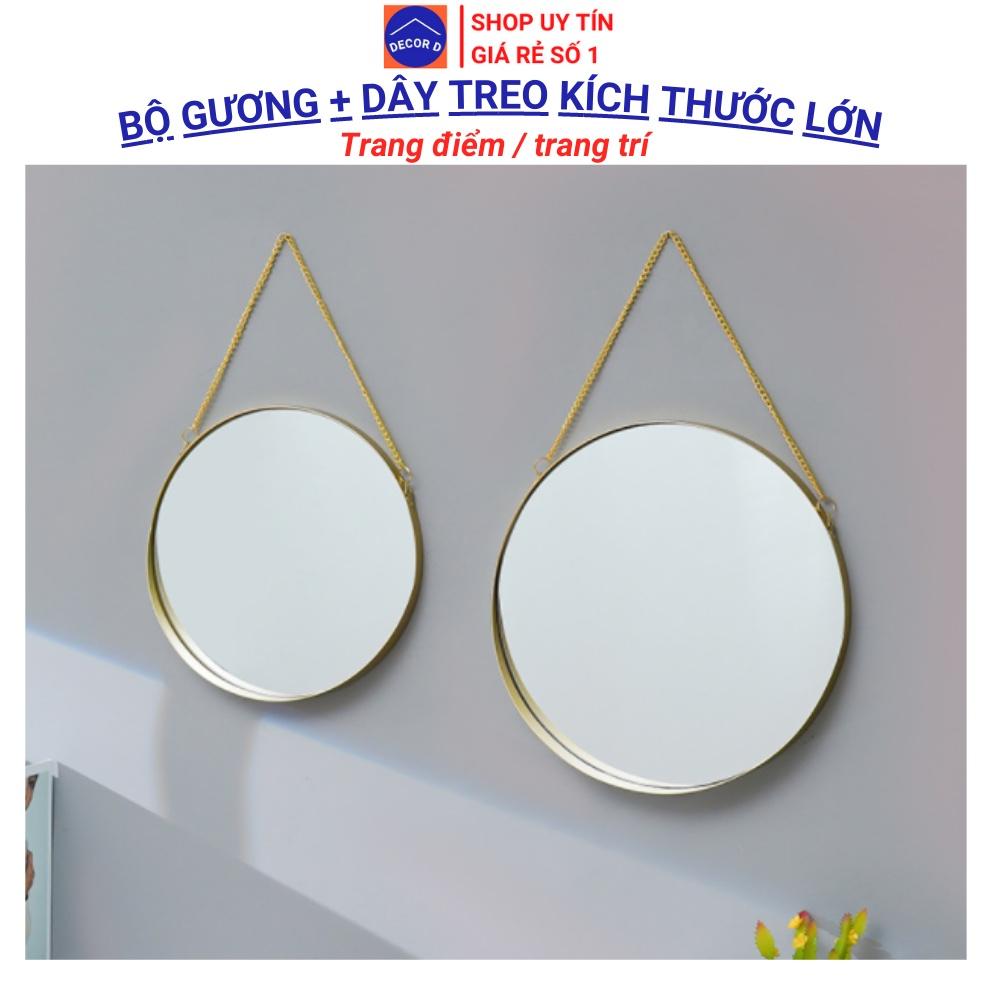 Gương treo tường, gương tròn màu mạ vàng trang trí decor nhà cửa, nhà tắm, trang điểm cao cấp, sang trọng