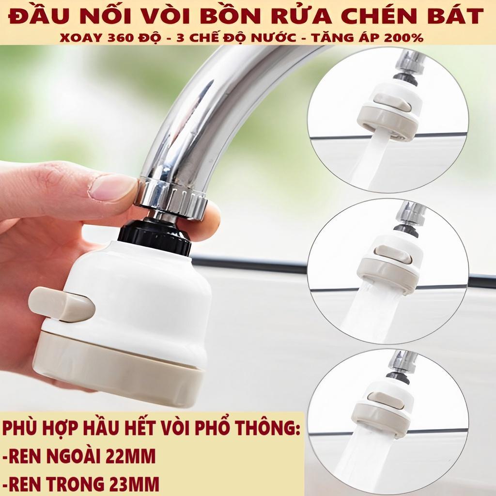 Đầu Nối Vòi Rửa Chén Bát Tăng Áp 200% Với 3 Chế Độ Phun Xoay 360 Độ Tiện Lợi Chất Liệu Thép Không Gỉ Vỏ Nhựa ABS Bền Bỉ