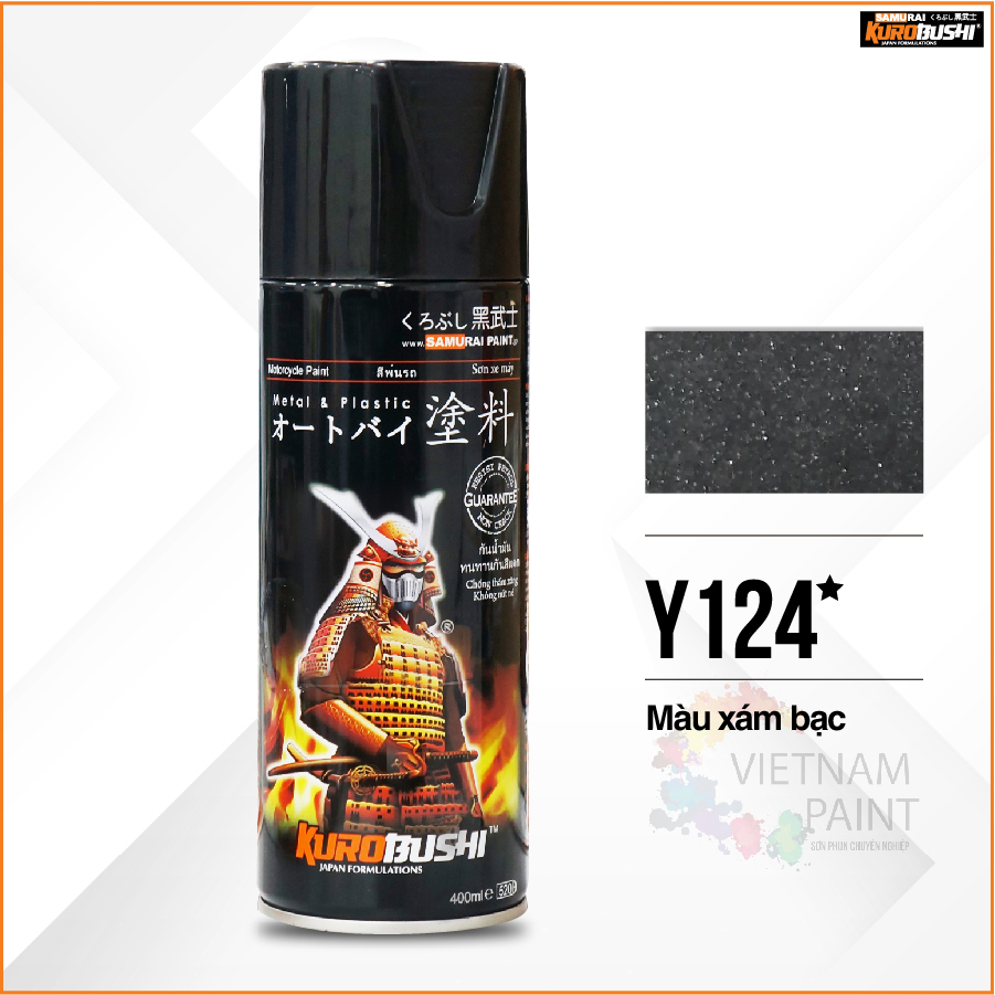 Sơn xịt Samurai Kurobushi - BẠC LẤP LÁNH Y124 (400ml)