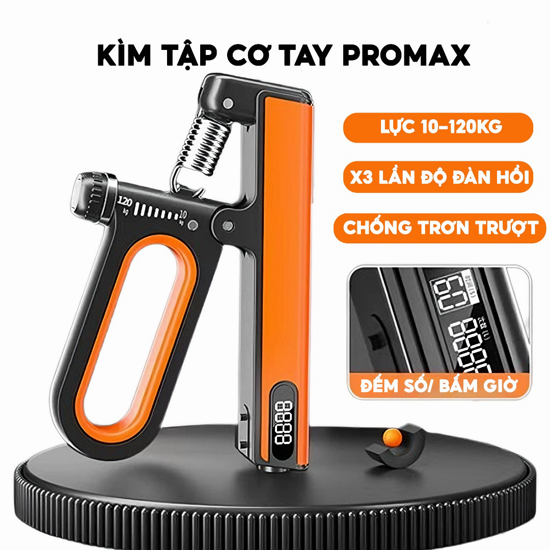 Kìm bóp cơ tay KG89 kháng lực có lò xo điều chỉnh có đếm số đếm giờ điện tử dụng cụ tập gym tại nhà lực từ 10-100kg - Hàng chính hãng