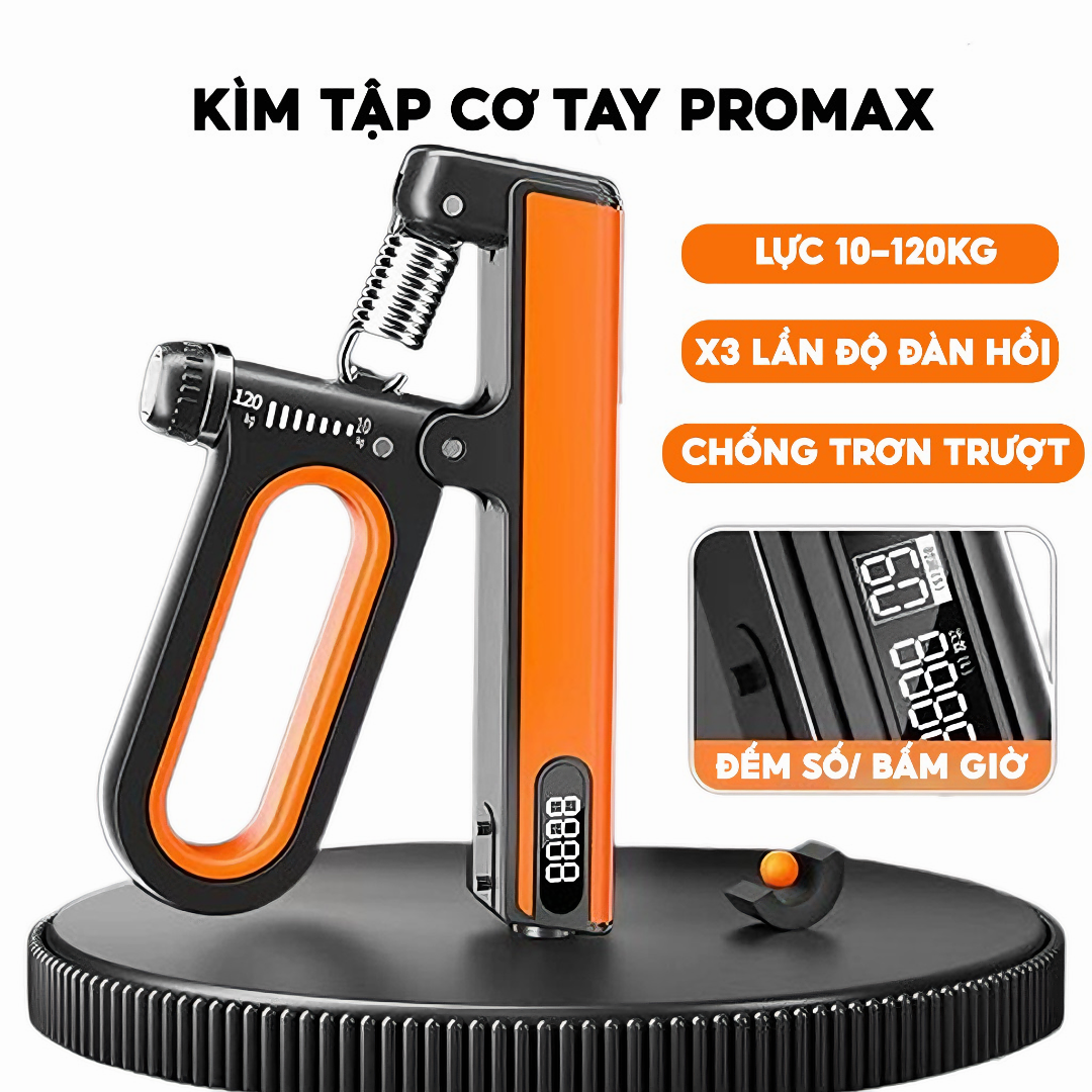 Hình ảnh Kìm bóp cơ tay KG89 kháng lực có lò xo điều chỉnh có đếm số đếm giờ điện tử dụng cụ tập gym tại nhà lực từ 10-120kg - Hàng chính hãng