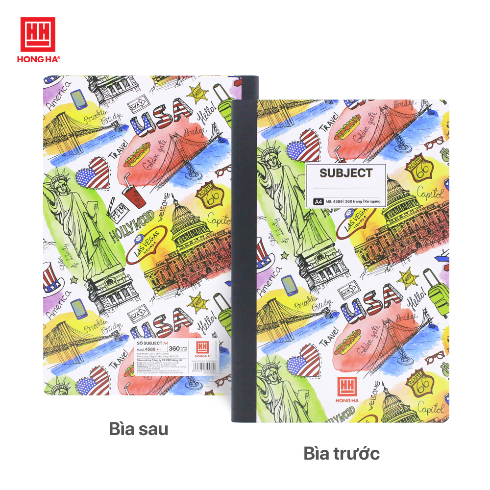 Sổ bìa bồi A4 360 trang Subject Hồng Hà - 4589
