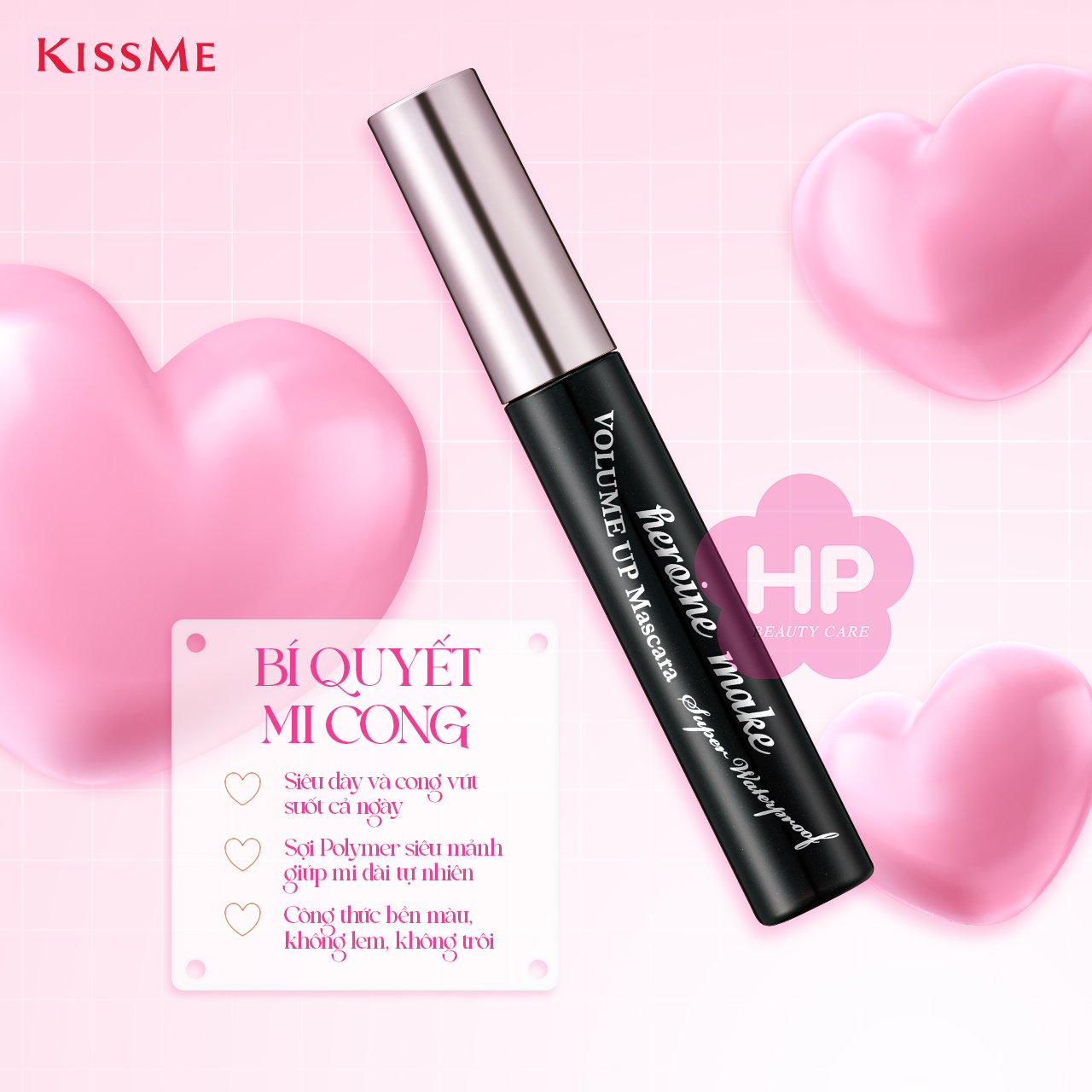 Mascara Nâng Cao Make Siêu Bền Trong 24h Giúp Nâng Cong Và Làm Dày Rậm Mi Tối Đa Kissme Heroine 6G - Màu Đen Tuyền
