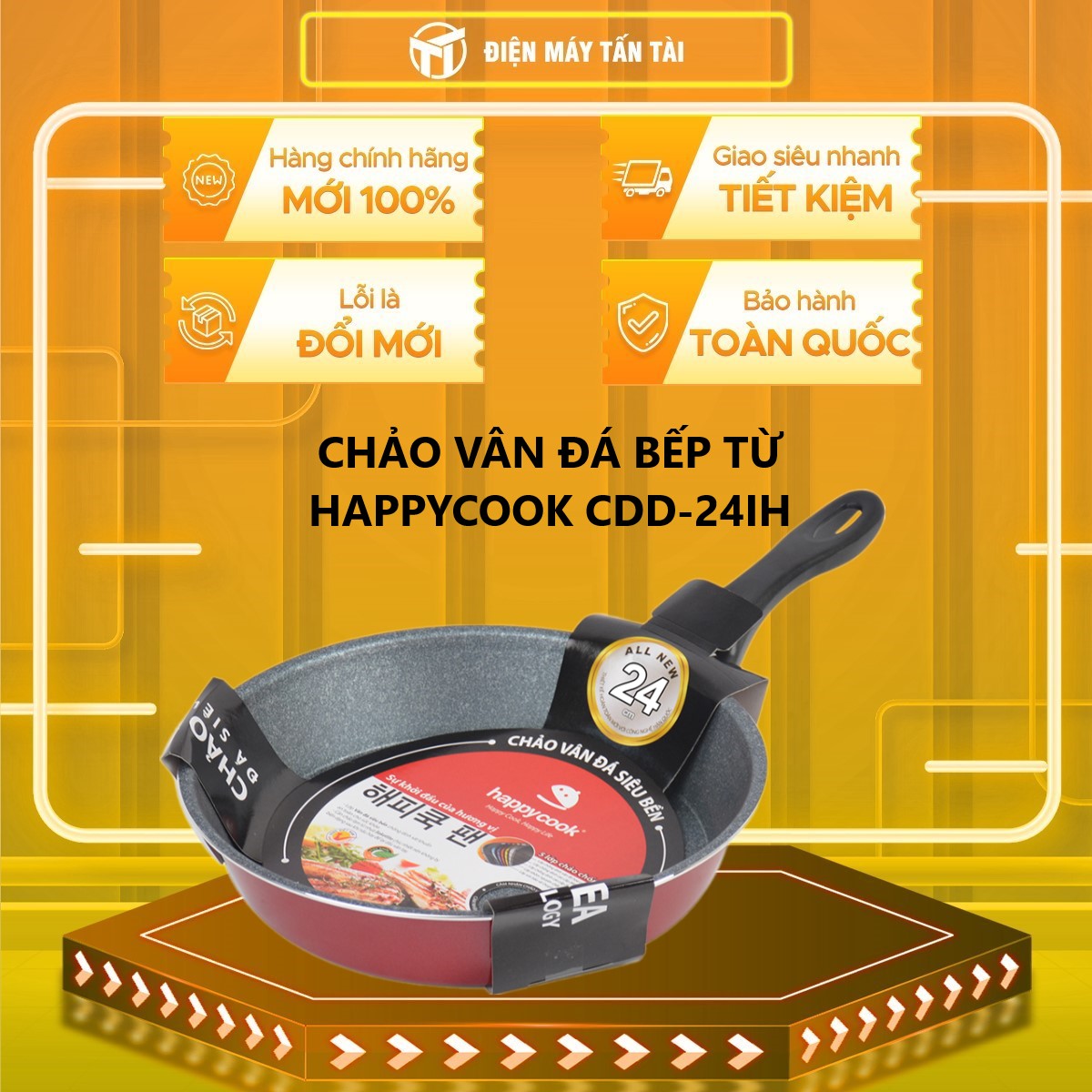 CHẢO VÂN ĐÁ BẾP TỪ HAPPYCOOK CDD-24IH - Hàng chính hãng
