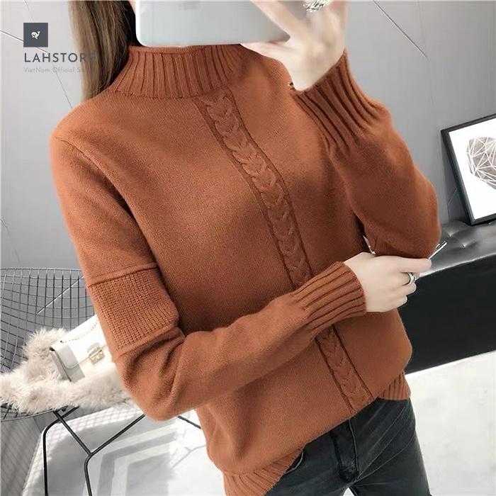 Áo len nữ cổ 3 phân trần gân thừng ấm áp LAHSTORE thu đông 2021