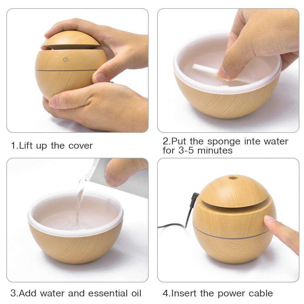 Mini Air Humidifier Ultrasonic USB Aroma Diffuser Wood Grain LED Night Light Electric Essential Oil Diffuser aromatherapy Home
