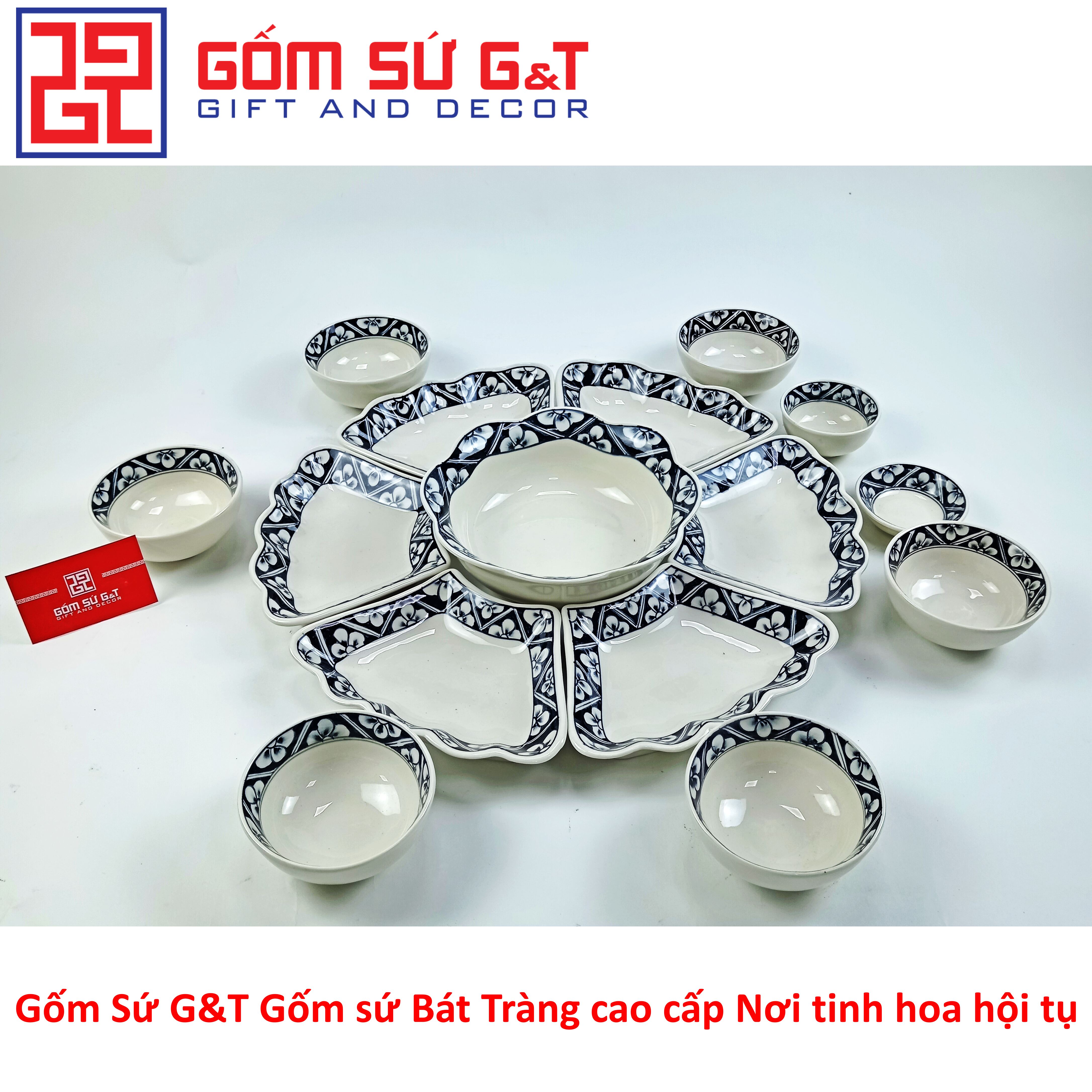 Bộ đồ ăn mặt trời vẽ băng đào tràm Gốm Sứ G&amp;T