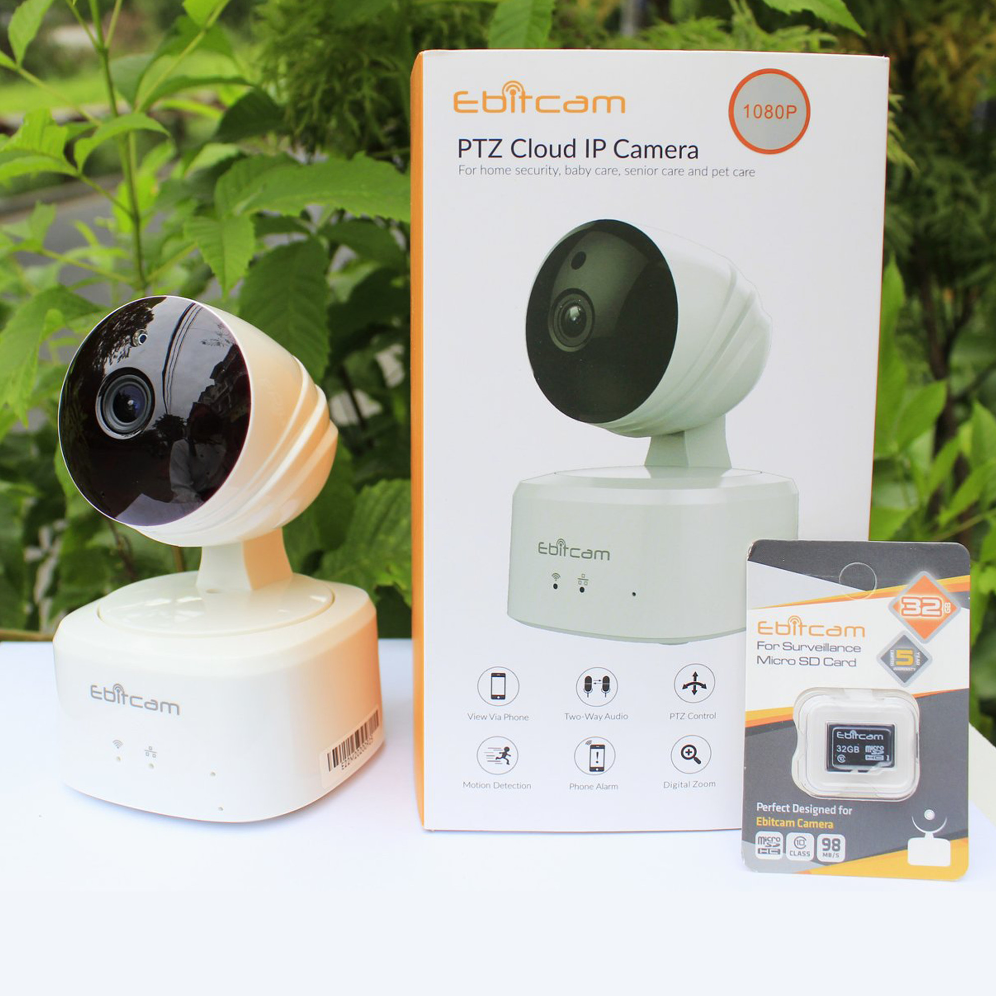 Camera Ip Wifi Ebitcam E2 2.0MP Full HD 1080P Kèm Thẻ Nhớ 32GB - Hàng Chính Hãng